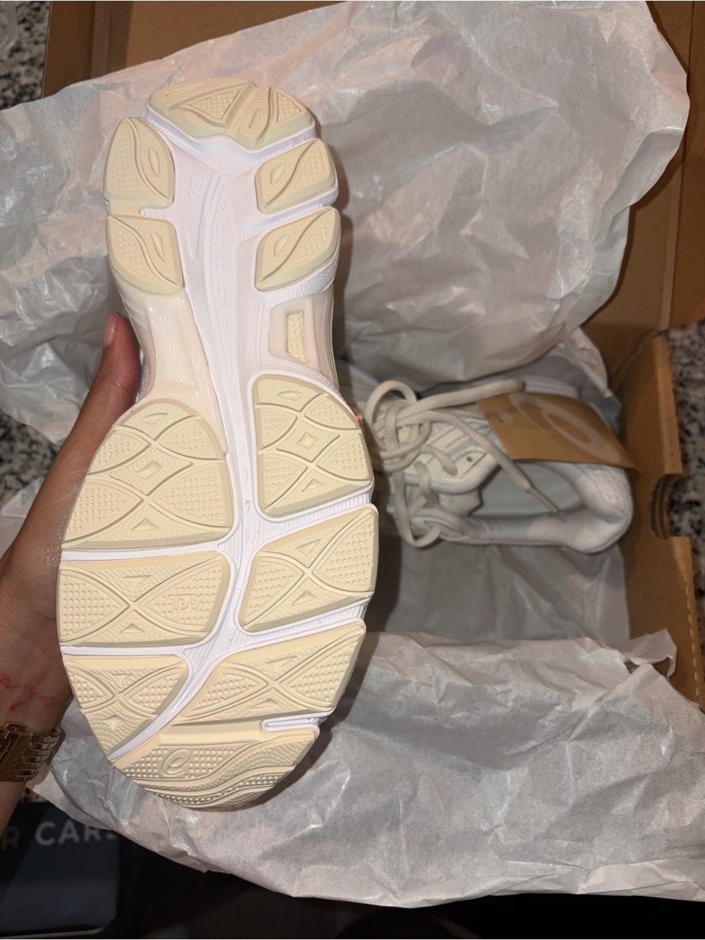 ASICS White and Cream Mesh Athletic Sneakers - Picture 5 of 6
